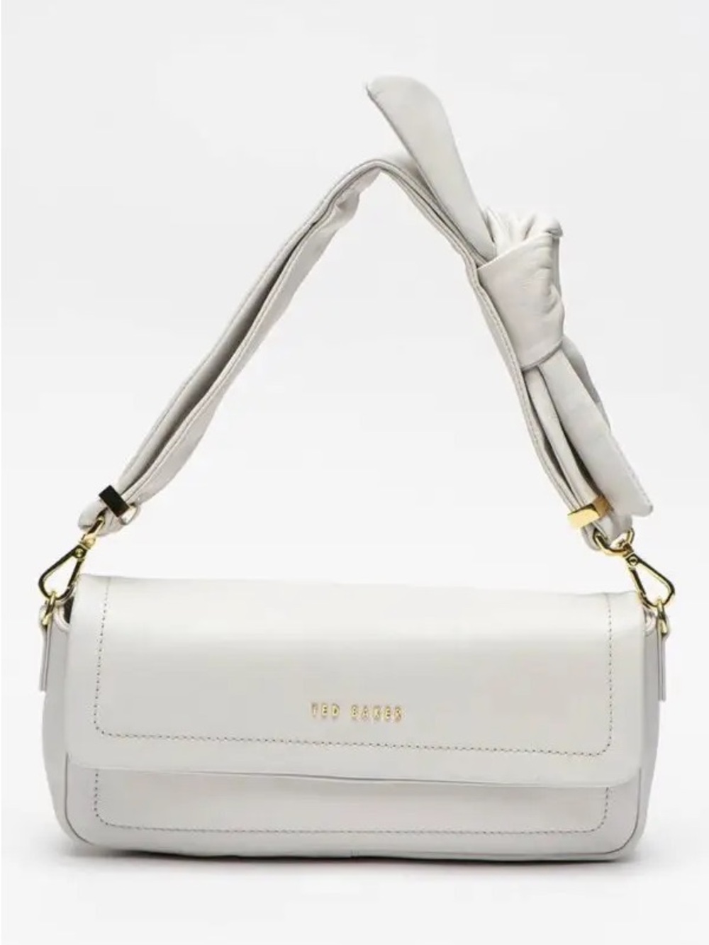 Ted Baker Ivory Knot-Detail Shoulder Bag with Gold Hardware